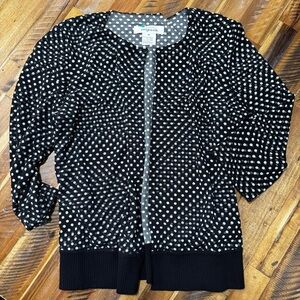 Exclusively Misook Polka Dot Button up Sweater